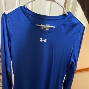 blue and white long sleeve